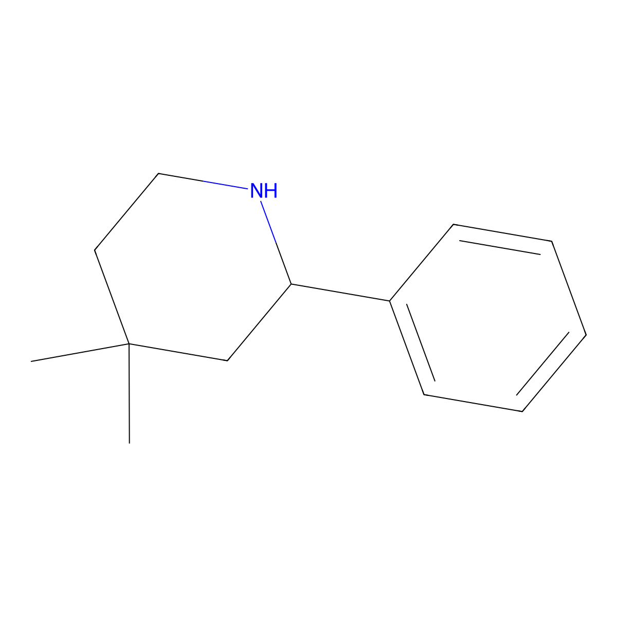 4,4-Dimethyl-2-phenylpiperidine molecular structure, CAS 172371-00-5