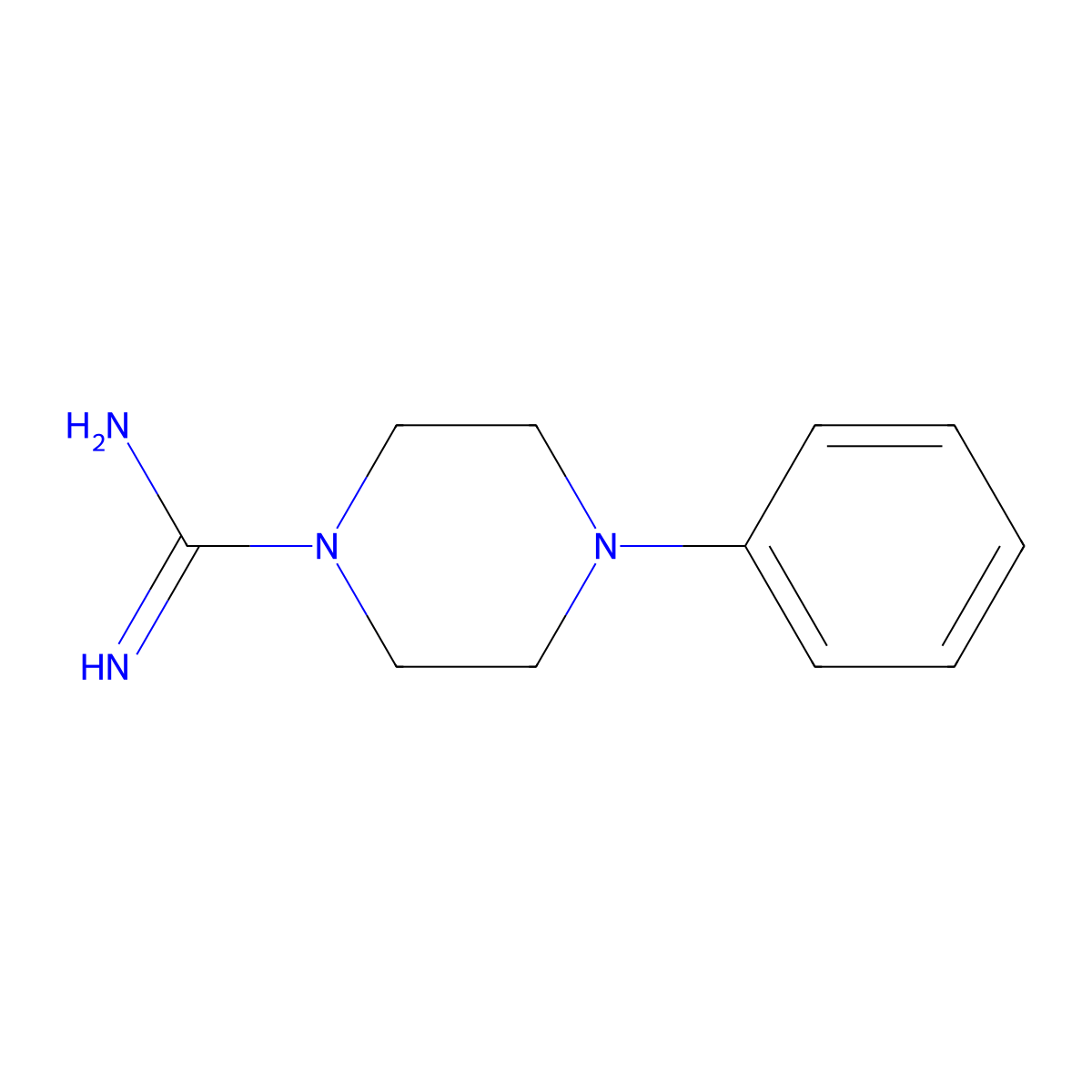 1-Carboxamidino-4-phenylpiperazine molecular structure, CAS 17238-58-3