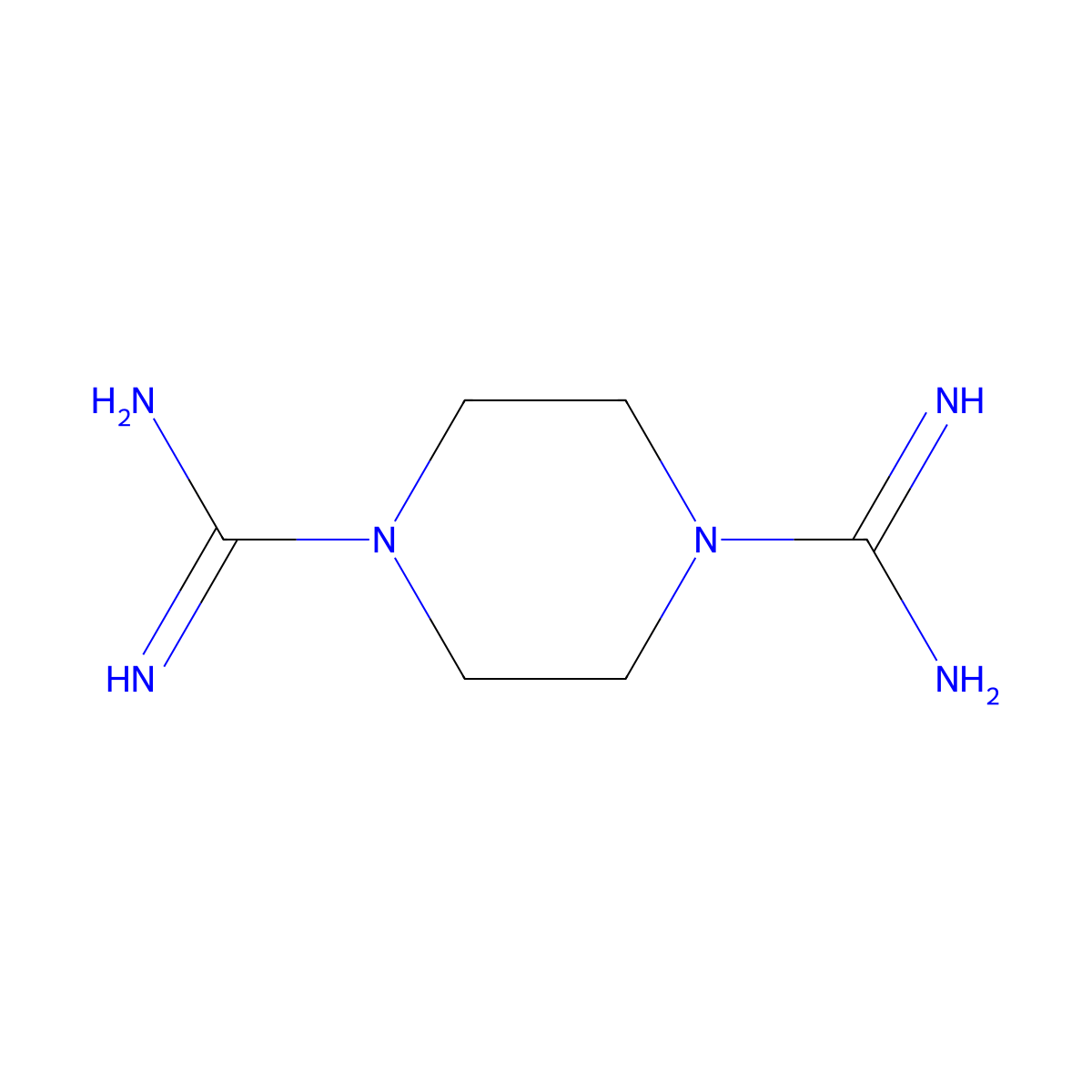 1,4-Piperazinedicarboxamidine molecular structure, CAS 17238-65-2