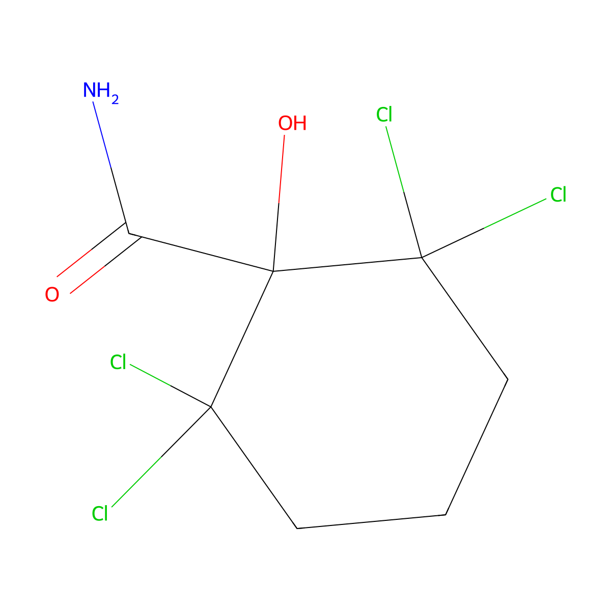 2,2,6,6-Tetrachloro-1-hydroxycyclohexanecarboxamide molecular structure, CAS 1724-30-7