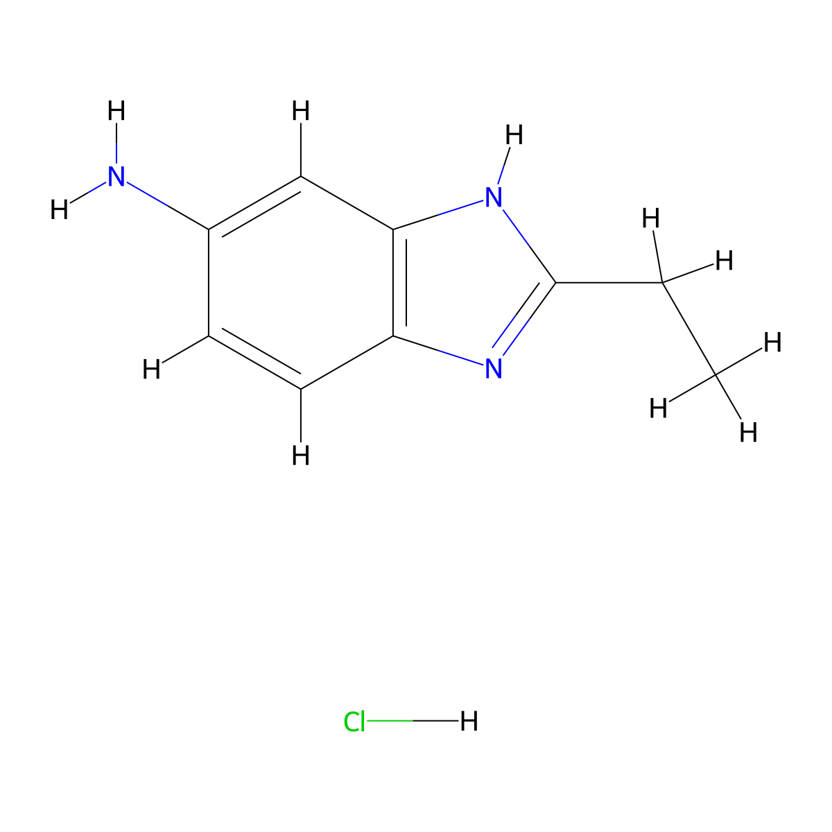 2-ethyl-1H-1,3-benzodiazol-5-amine hydrochloride molecular structure, CAS 1724-60-3