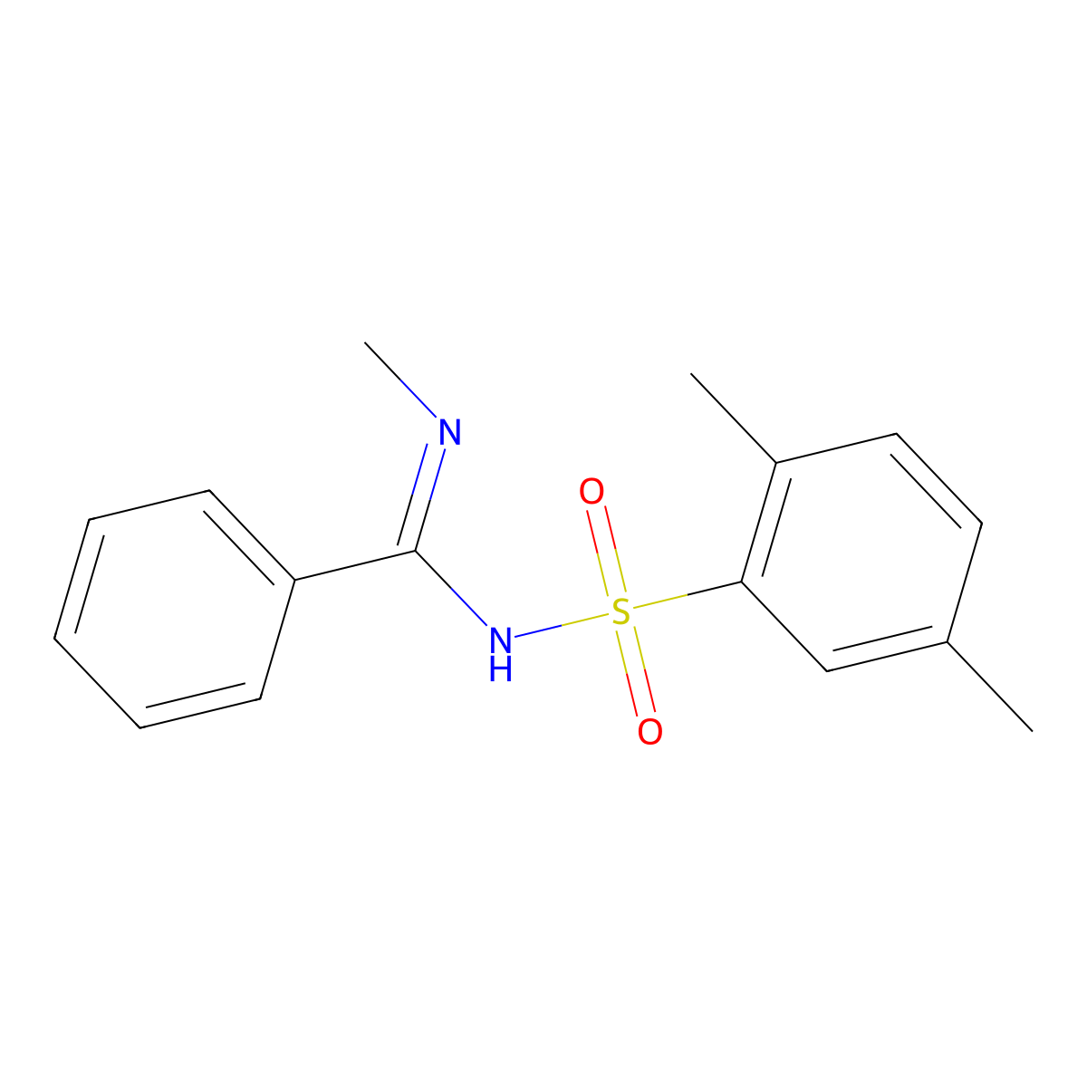 2,5-Dimethyl-N-(methylamino-phenyl-methylene)-benzenesulfonamide molecular structure, CAS 17240-80-1