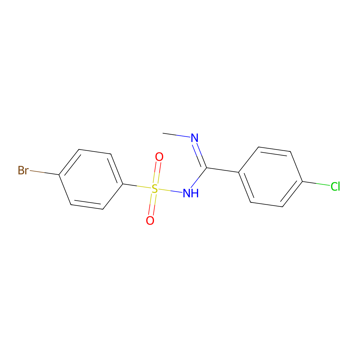 N-(4-bromophenyl)sulfonyl-4-chloro-N'-methylbenzenecarboximidamide molecular structure, CAS 17240-84-5