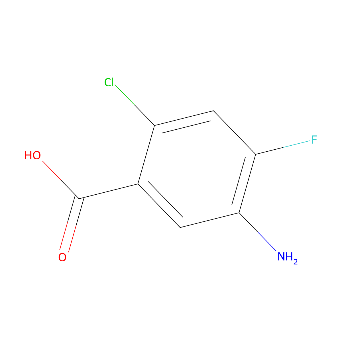 5-Amino-2-chloro-4-fluorobenzoic acid molecular structure, CAS 172404-33-0