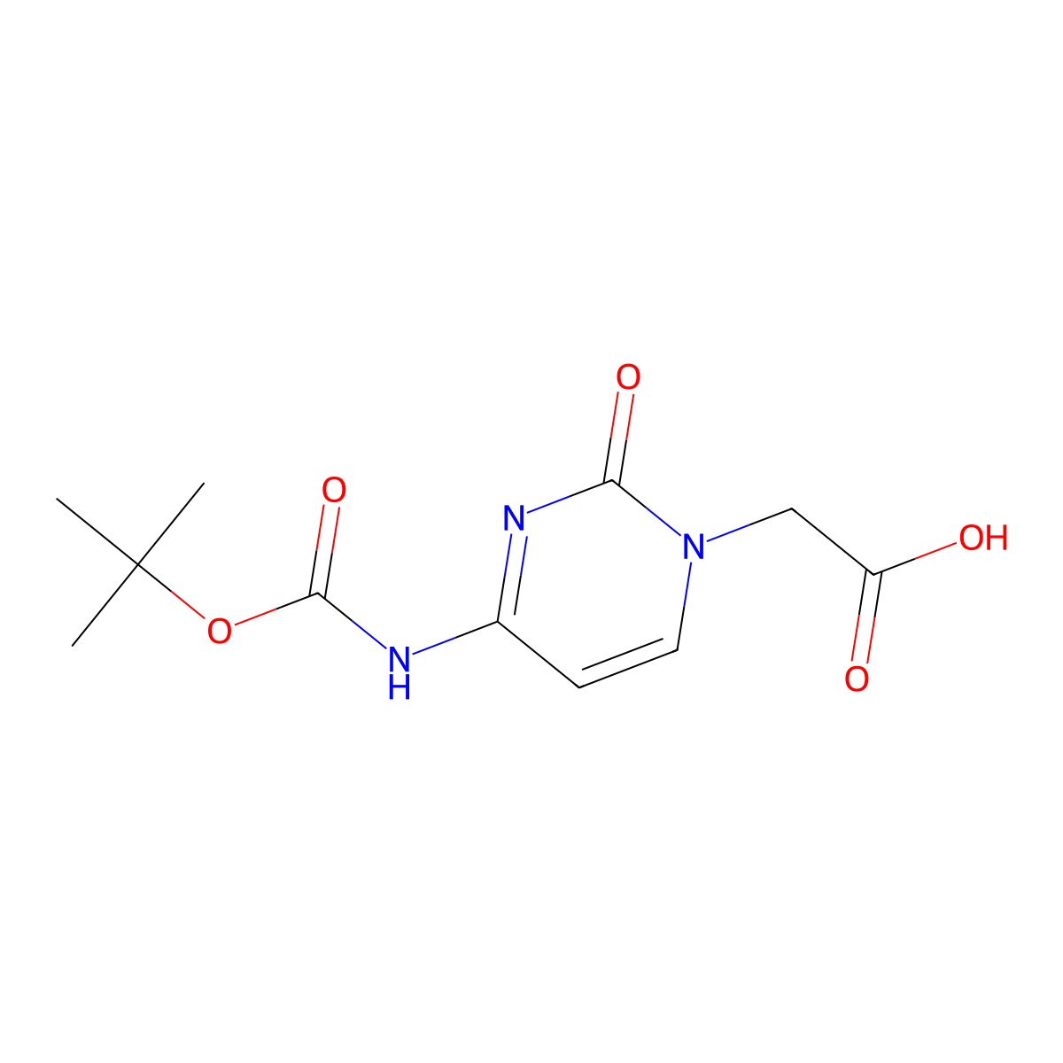 2-(4-((tert-Butoxycarbonyl)amino)-2-oxopyrimidin-1(2H)-yl)acetic acid molecular structure, CAS 172405-16-2