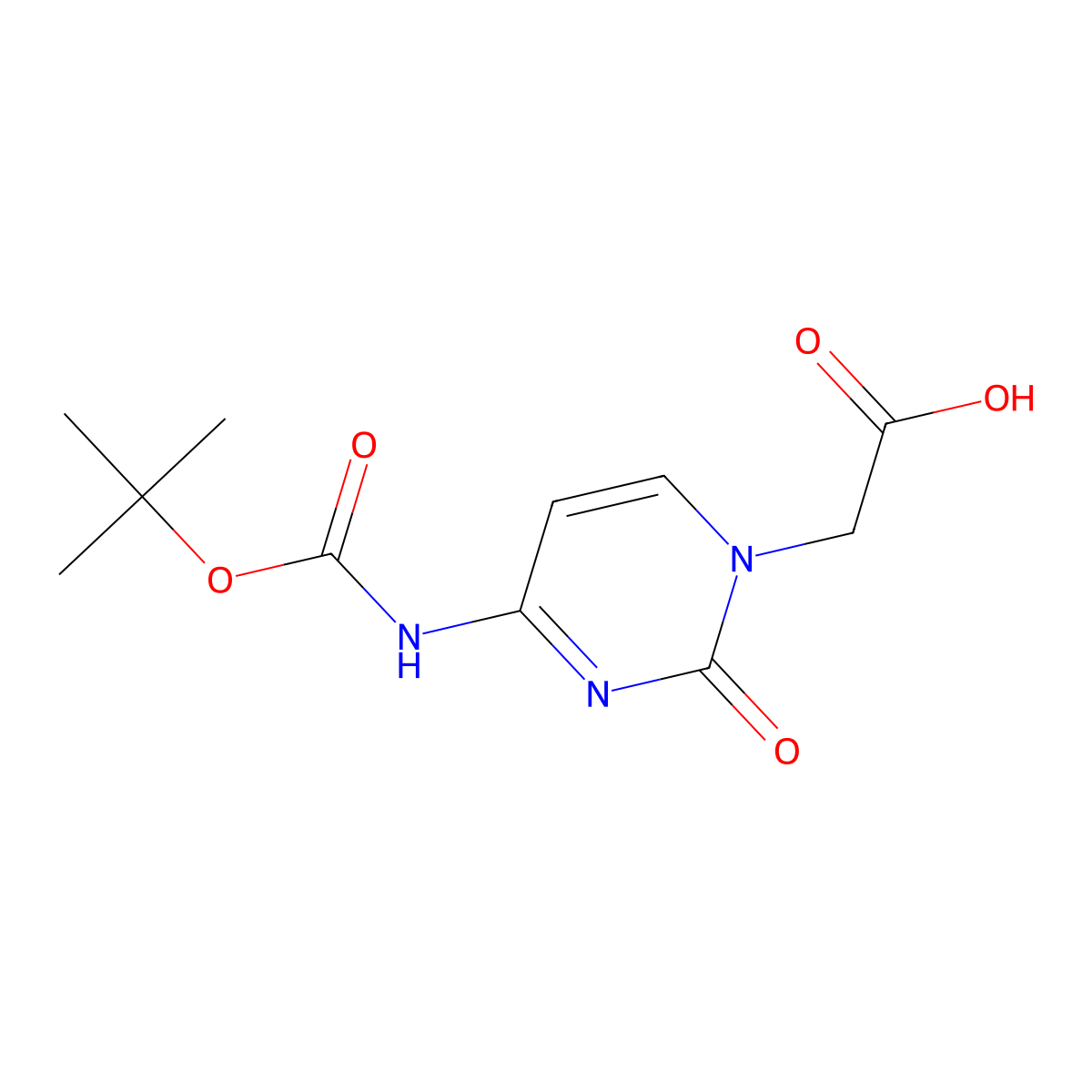 2-(4-((tert-Butoxycarbonyl)amino)-2-oxopyrimidin-1(2H)-yl)acetic acid molecular structure, CAS 172405-16-2