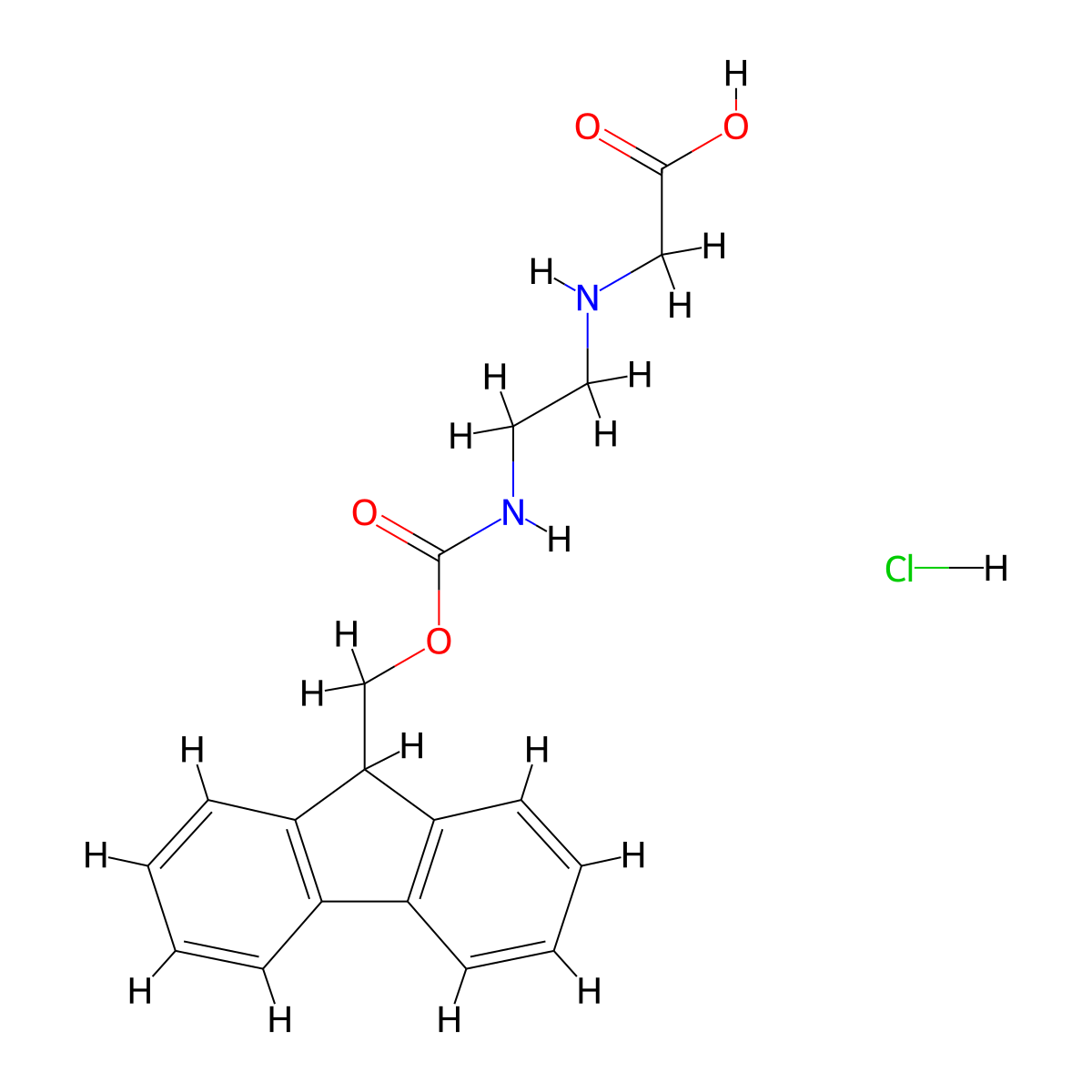 N-[2-[[(9H-Fluoren-9-ylmethoxy)carbonyl]amino]ethyl]glycine monohydrochloride molecular structure, CAS 172405-44-6