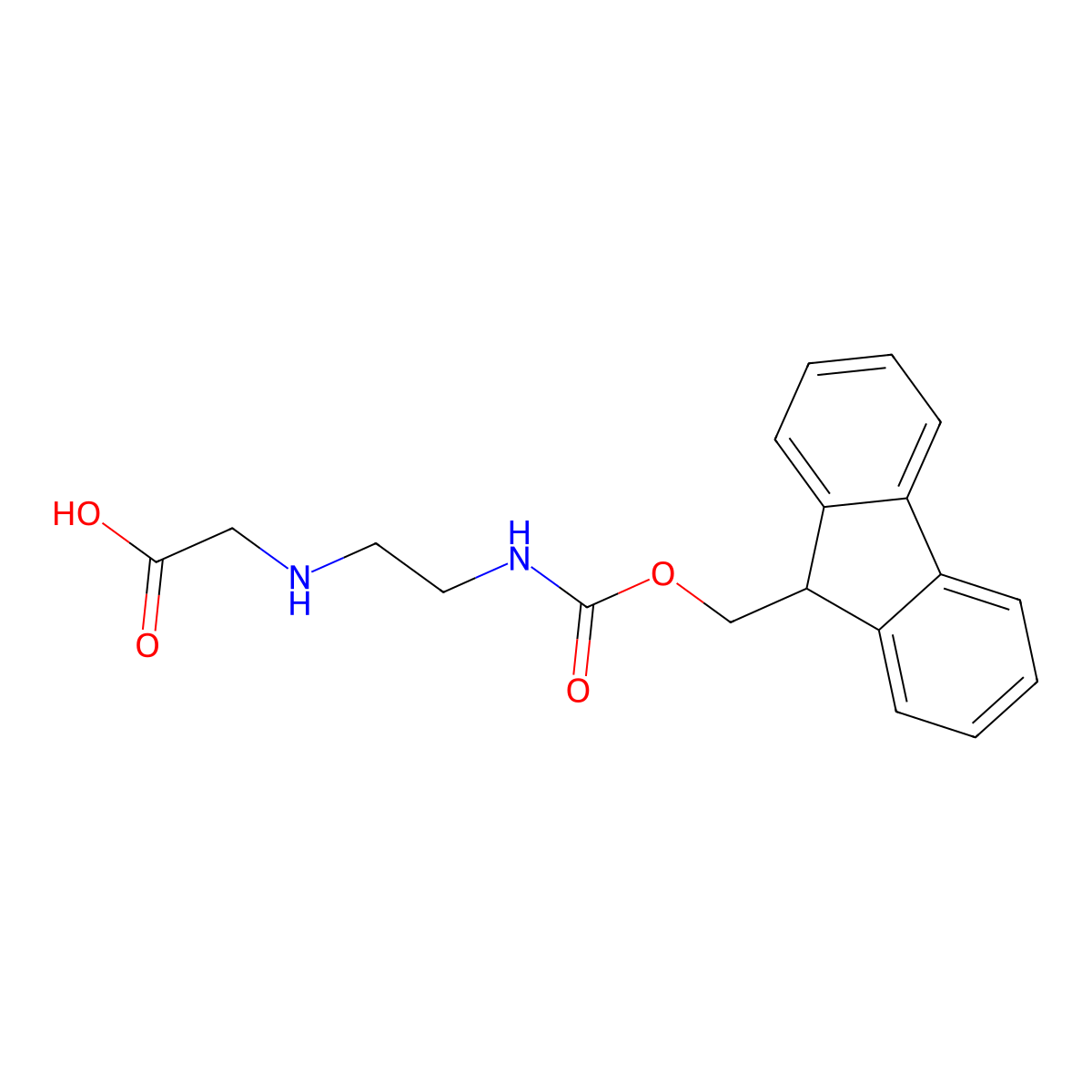 2-((2-((((9H-Fluoren-9-yl)methoxy)carbonyl)amino)ethyl)amino)acetic acid molecular structure, CAS 172405-45-7