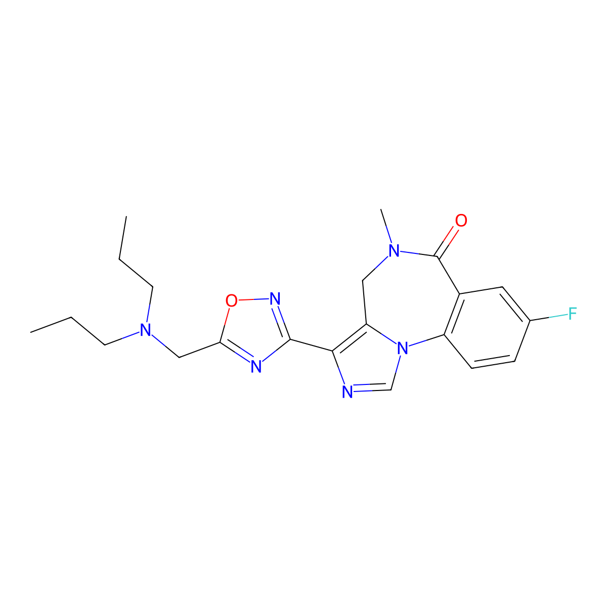 3-[5-[(dipropylamino)methyl]-1,2,4-oxadiazol-3-yl]-8-fluoro-5-methyl-4H-imidazo[1,5-a][1,4]benzodiazepin-6-one molecular structure, CAS 172407-17-9