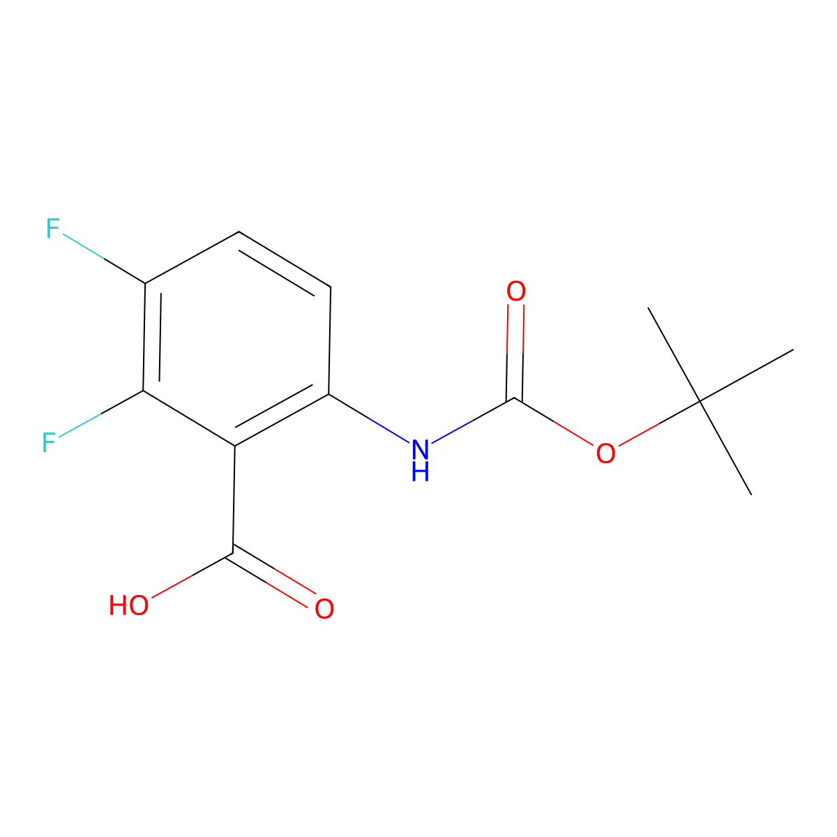 6-((tert-Butoxycarbonyl)amino)-2,3-difluorobenzoic acid molecular structure, CAS 172409-68-6