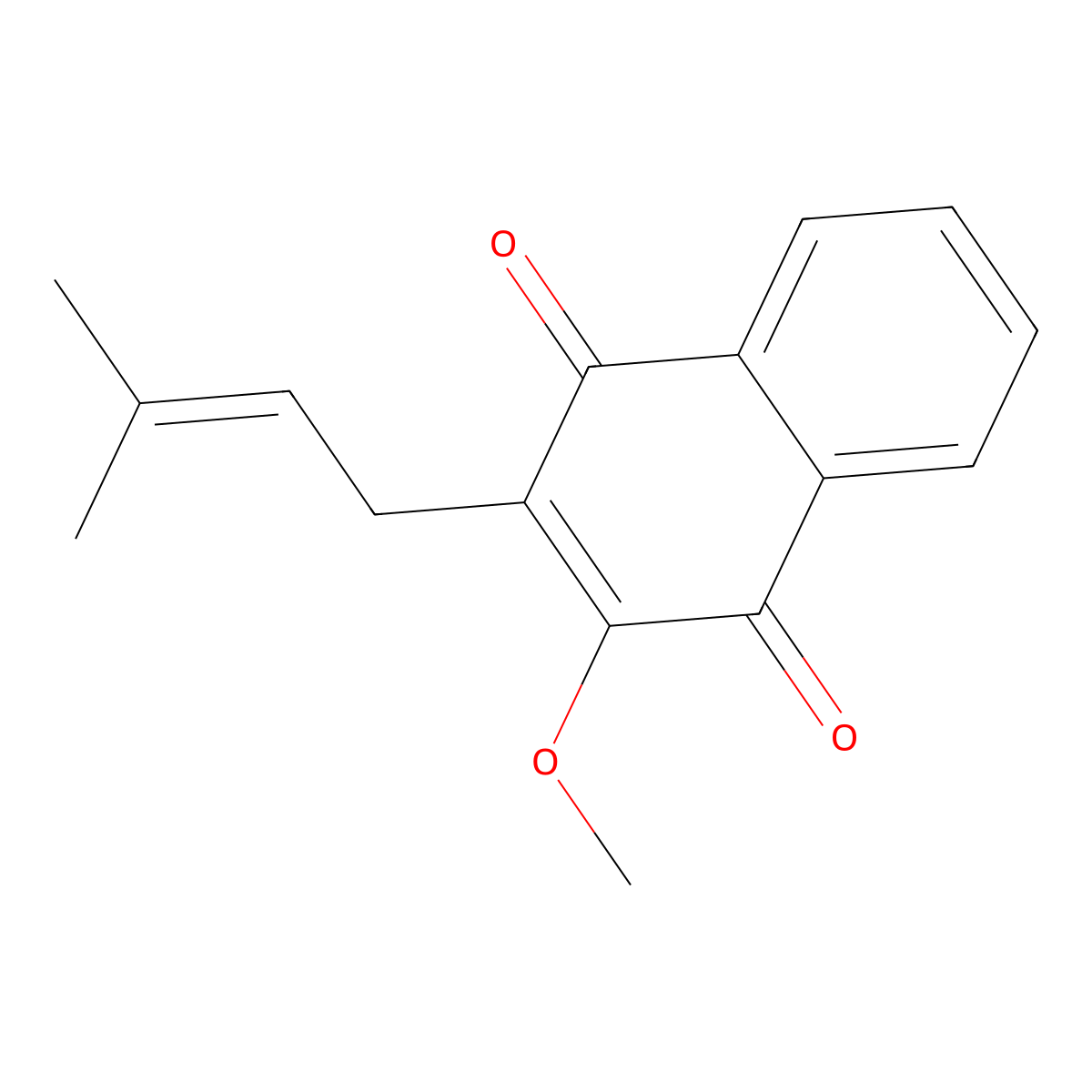 1,4-Naphthalenedione, 2-methoxy-3-(3-methyl-2-butenyl)- molecular structure, CAS 17241-45-1