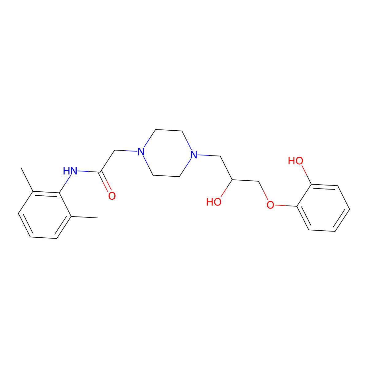 O-Desmethyl ranolazine molecular structure, CAS 172430-45-4