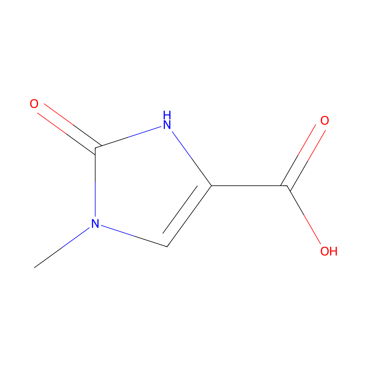 1-Methyl-2-oxo-2,3-dihydro-1H-imidazole-4-carboxylic acid molecular structure, CAS 17245-61-3