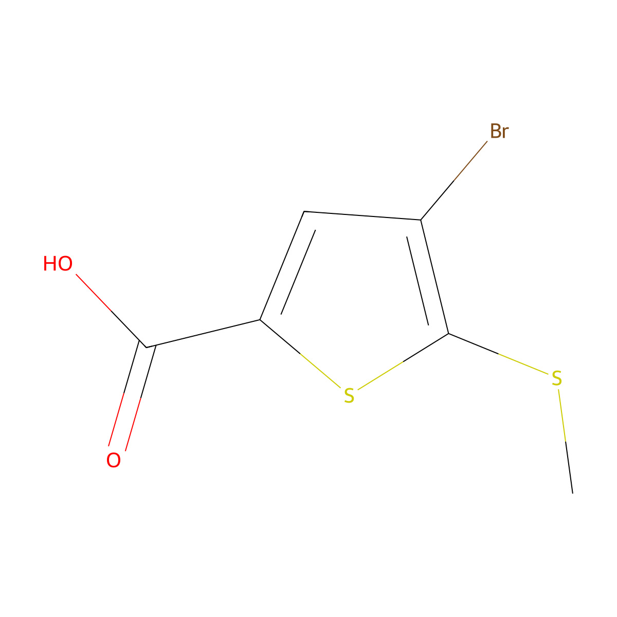 4-Bromo-5-(methylsulfanyl)thiophene-2-carboxylic acid molecular structure, CAS 172461-96-0