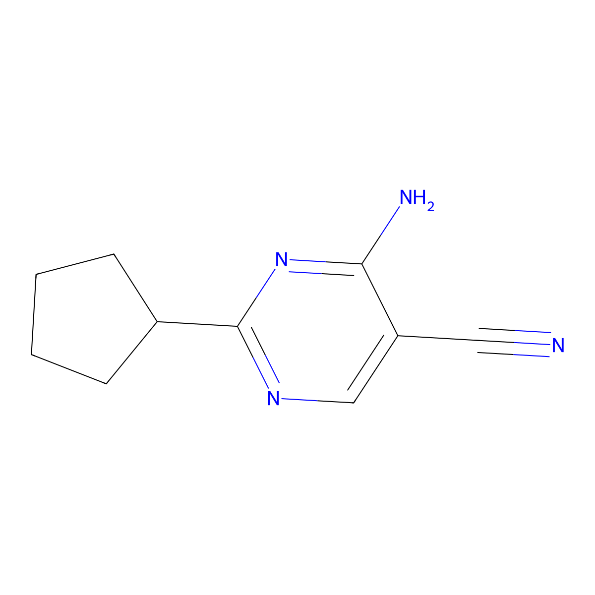 4-Amino-2-cyclopentylpyrimidine-5-carbonitrile molecular structure, CAS 17247-55-1