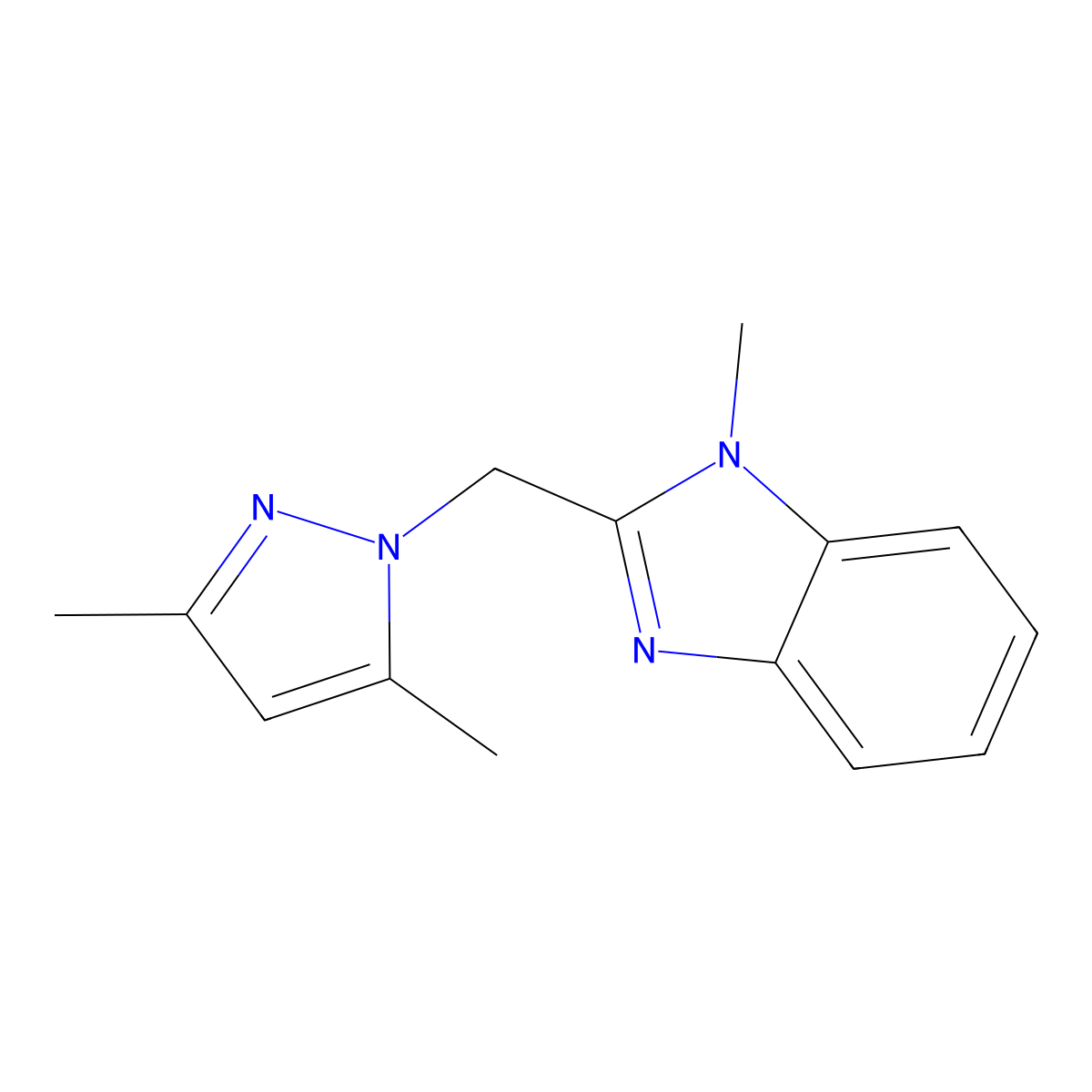 2-[(3,5-Dimethylpyrazol-1-yl)methyl]-1-methylbenzimidazole molecular structure, CAS 172475-40-0