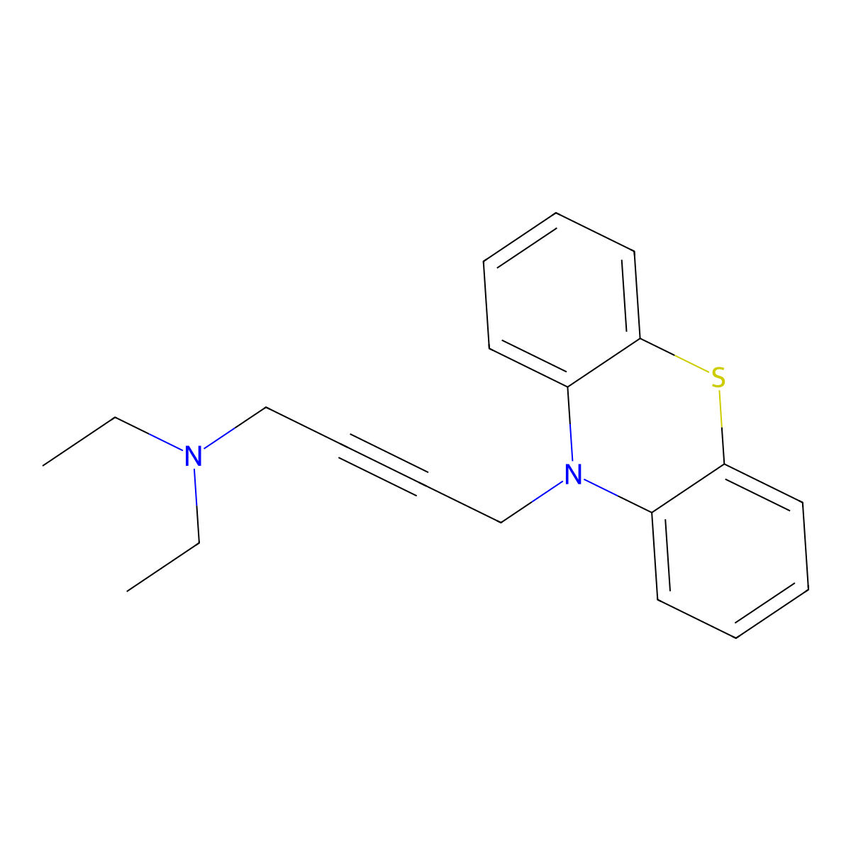 N,N-diethyl-4-phenothiazin-10-ylbut-2-yn-1-amine molecular structure, CAS 17248-81-6