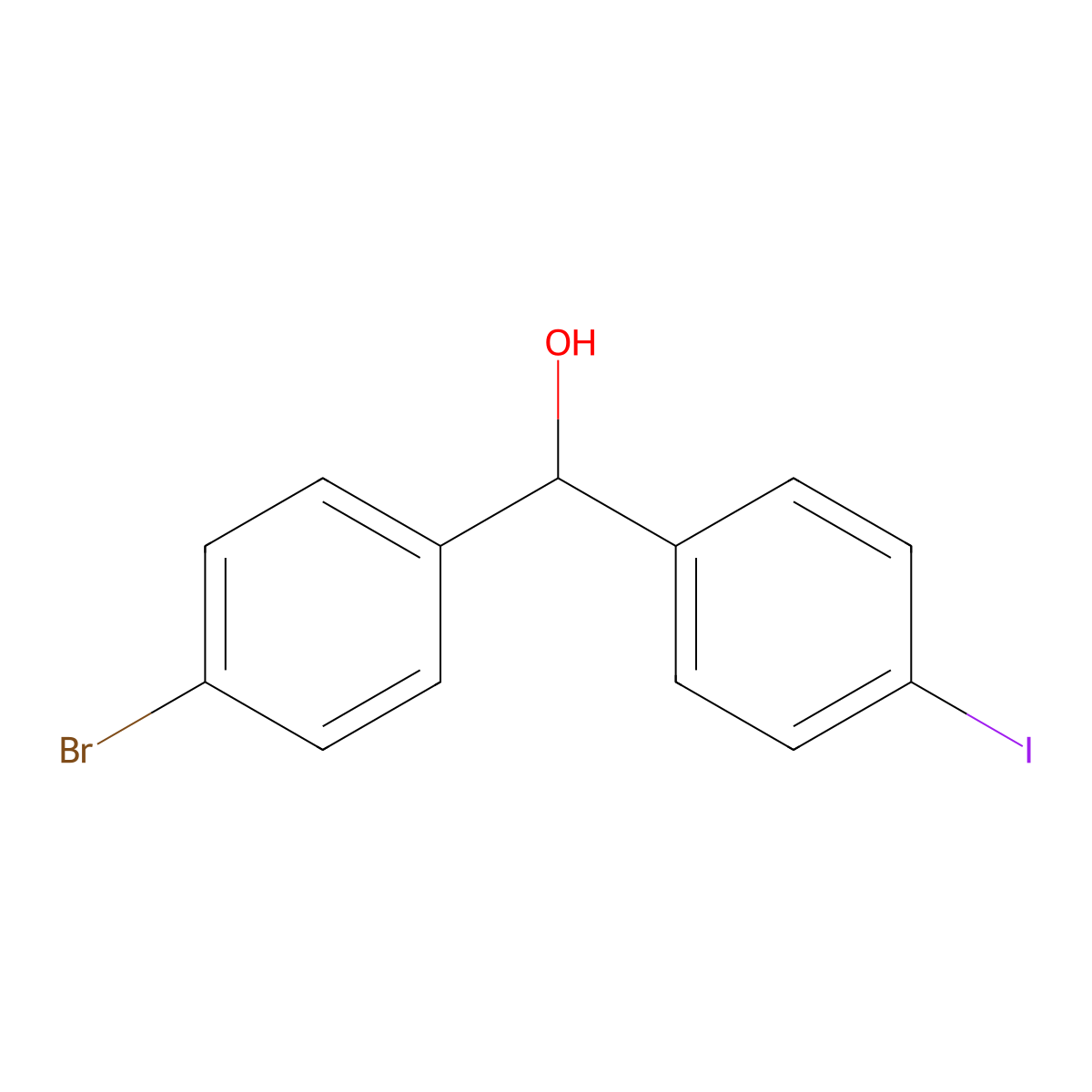 Benzenemethanol, 4-bromo-alpha-(4-iodophenyl)- molecular structure, CAS 172483-73-7