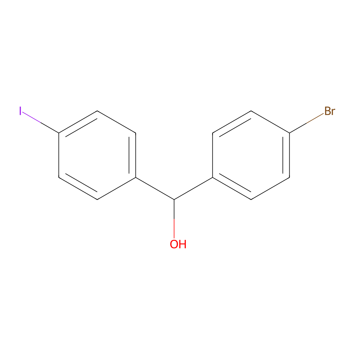 Benzenemethanol, 4-bromo-alpha-(4-iodophenyl)- molecular structure, CAS 172483-73-7