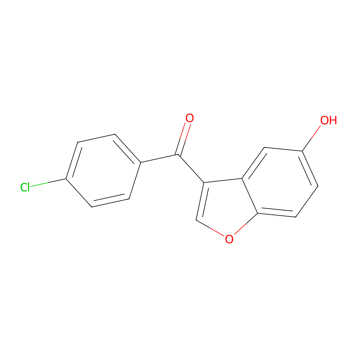 (4-Chlorophenyl)(5-hydroxy-1-benzofuran-3-yl)methanone molecular structure, CAS 17249-67-1