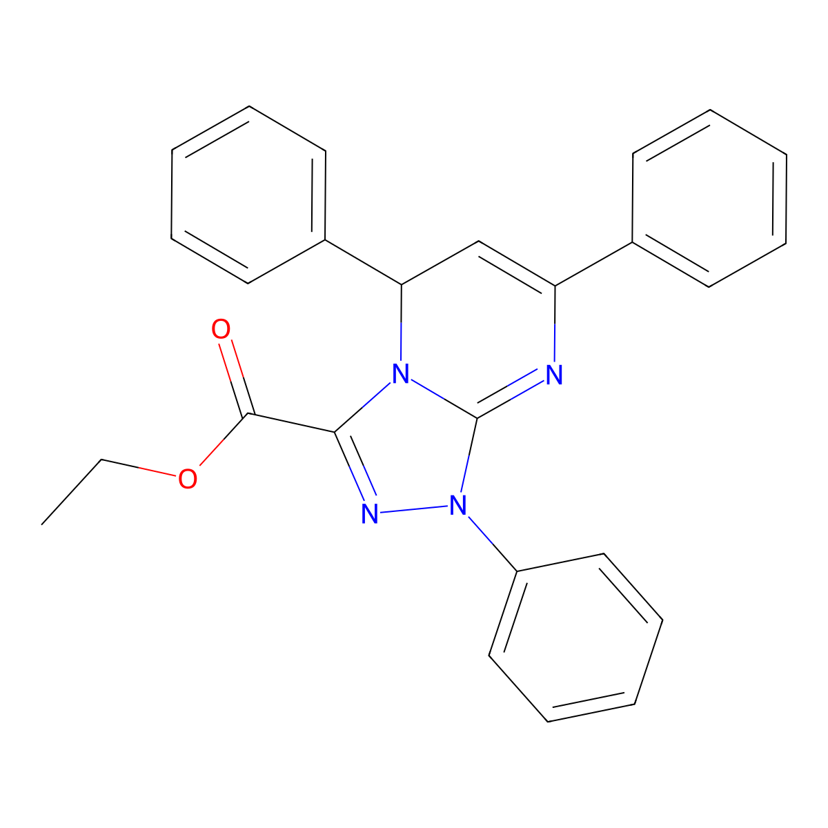 Ethyl 1,5,7-triphenyl-1,5-dihydro[1,2,4]triazolo[4,3-a]pyrimidine-3-carboxylate molecular structure, CAS 172494-63-2