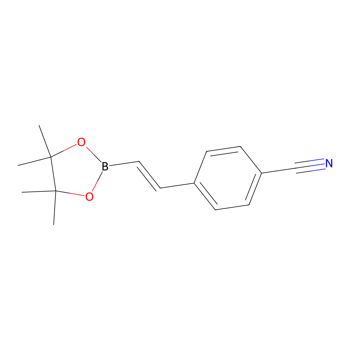 (E)-4-(2-(4,4,5,5-Tetramethyl-1,3,2-dioxaborolan-2-yl)vinyl)benzonitrile molecular structure, CAS 172512-93-5