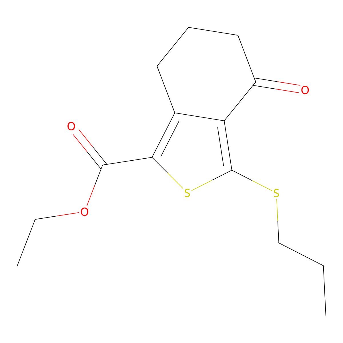 Ethyl 4-oxo-3-(propylthio)-4,5,6,7-tetrahydrobenzo[c]thiophene-1-carboxylate molecular structure, CAS 172516-30-2