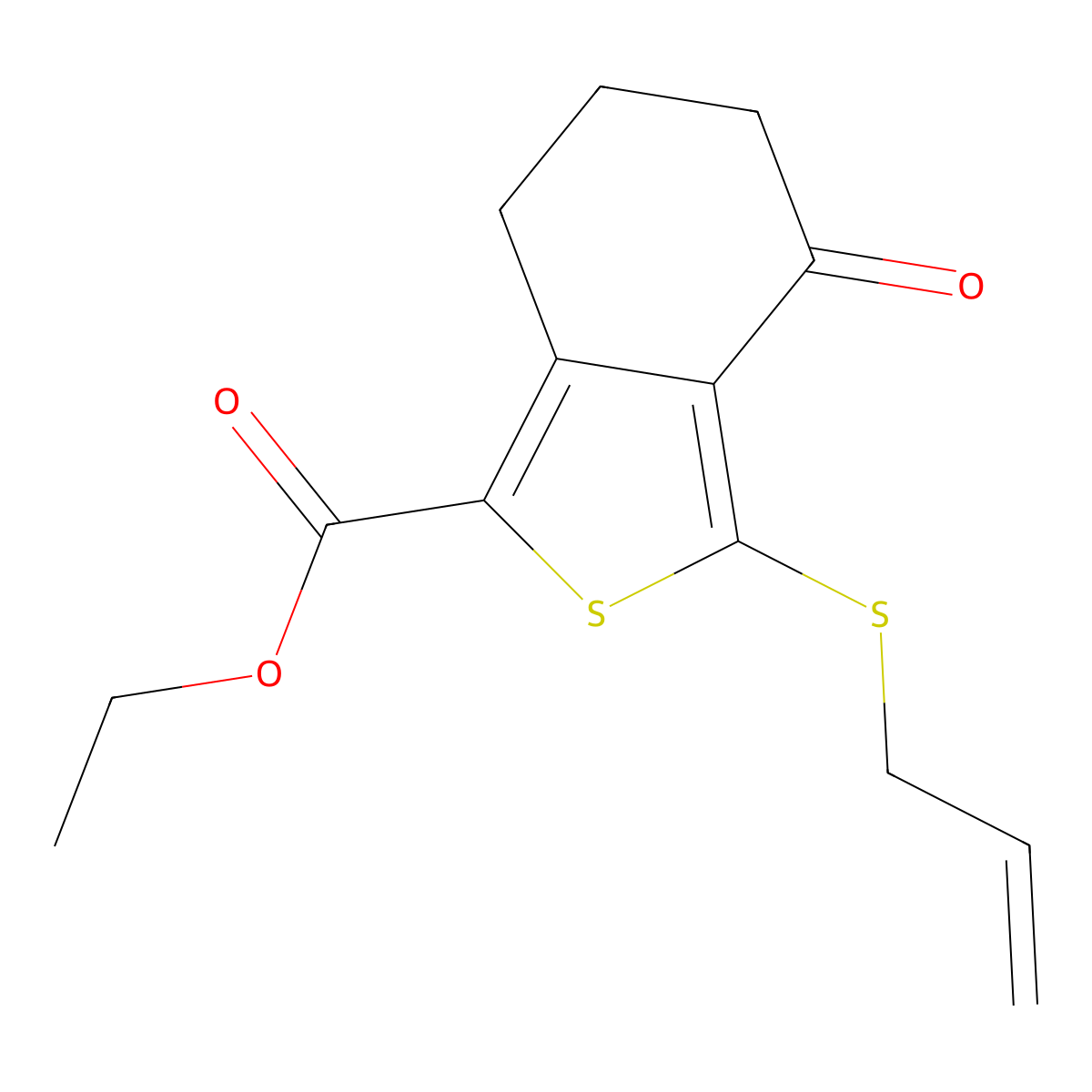 Ethyl 3-(allylthio)-4-oxo-4,5,6,7-tetrahydrobenzo[c]thiophene-1-carboxylate molecular structure, CAS 172516-32-4