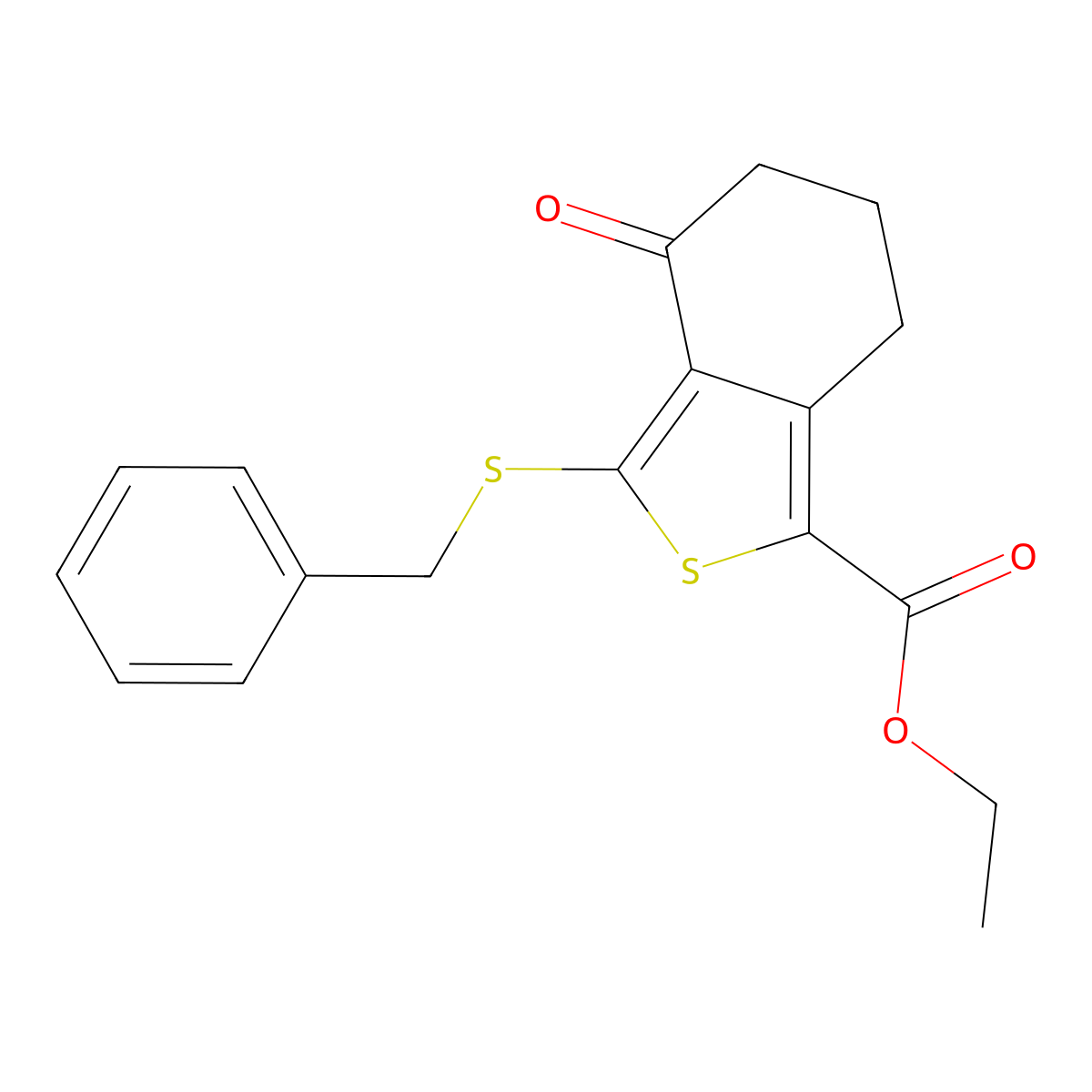 Ethyl 3-(benzylthio)-4-oxo-4,5,6,7-tetrahydrobenzo[c]thiophene-1-carboxylate molecular structure, CAS 172516-35-7