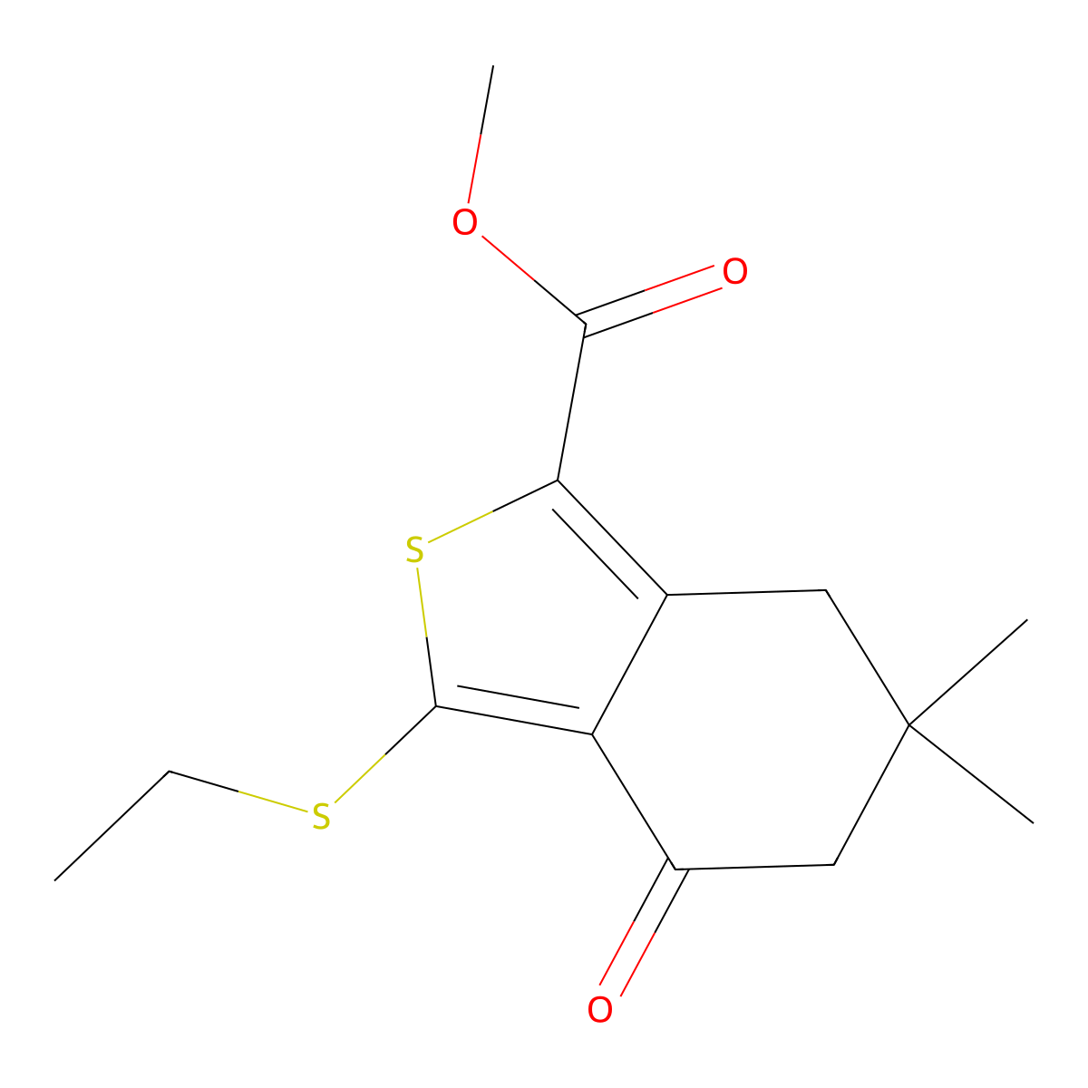 Methyl 3-(ethylthio)-6,6-dimethyl-4-oxo-4,5,6,7-tetrahydrobenzo[c]thiophene-1-carboxylate molecular structure, CAS 172516-42-6