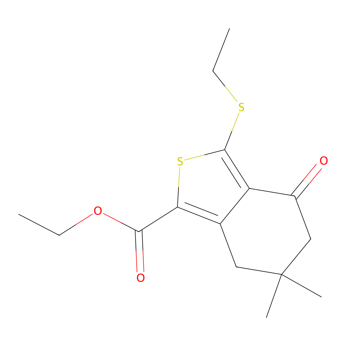 Ethyl 3-(ethylthio)-6,6-dimethyl-4-oxo-4,5,6,7-tetrahydrobenzo[c]thiophene-1-carboxylate molecular structure, CAS 172516-43-7
