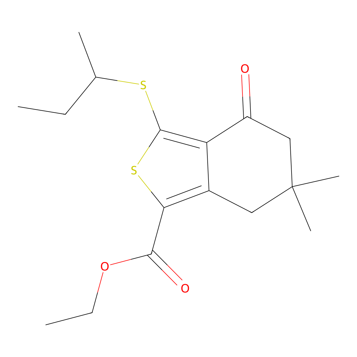 Ethyl 3-(sec-butylthio)-6,6-dimethyl-4-oxo-4,5,6,7-tetrahydrobenzo[c]thiophene-1-carboxylate molecular structure, CAS 172516-44-8