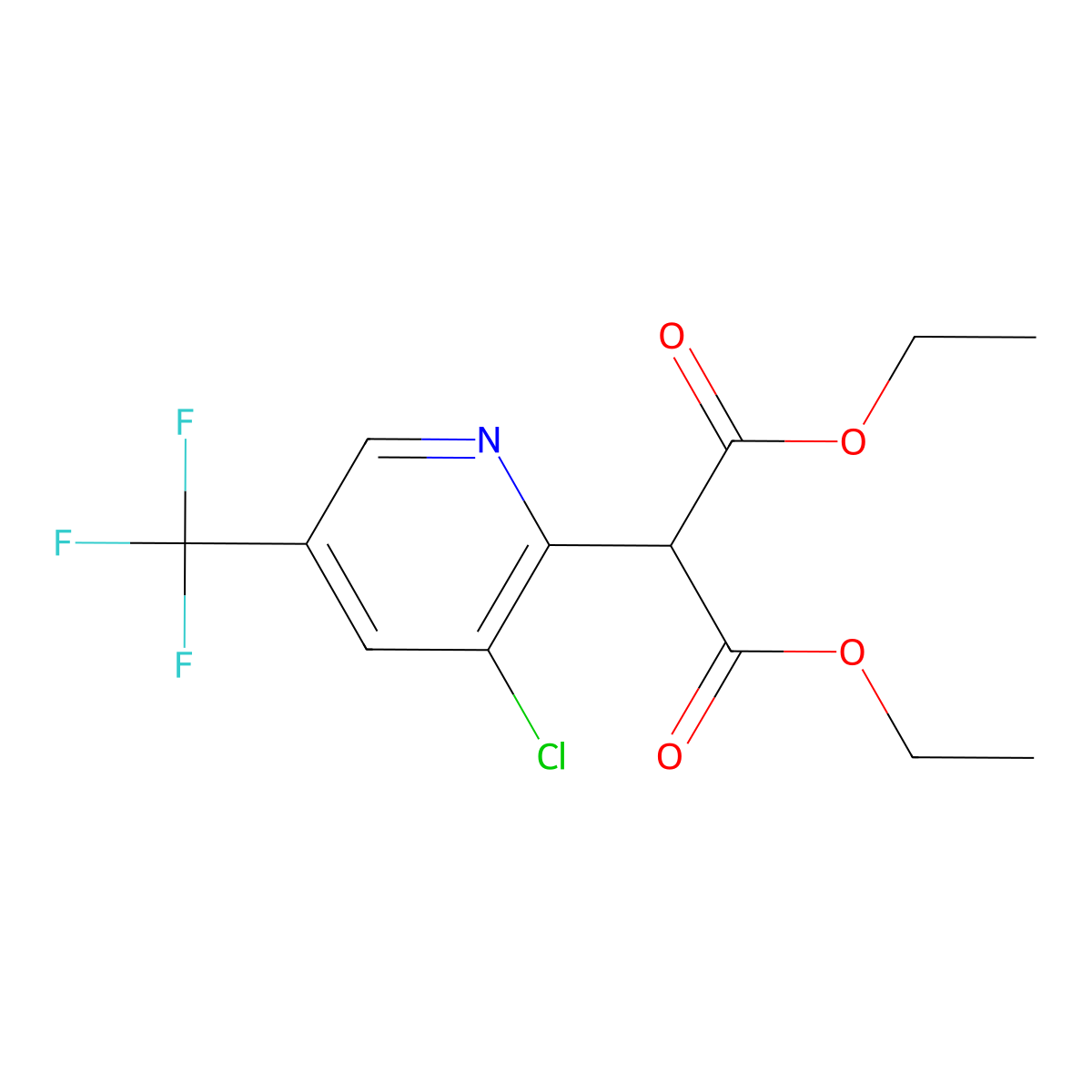 Diethyl 2-(3-chloro-5-(trifluoromethyl)pyridin-2-yl)malonate molecular structure, CAS 172527-71-8