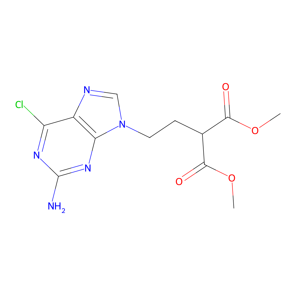 1,3-Dimethyl 2-[2-(2-amino-6-chloro-9H-purin-9-yl)ethyl]propanedioate molecular structure, CAS 172529-93-0