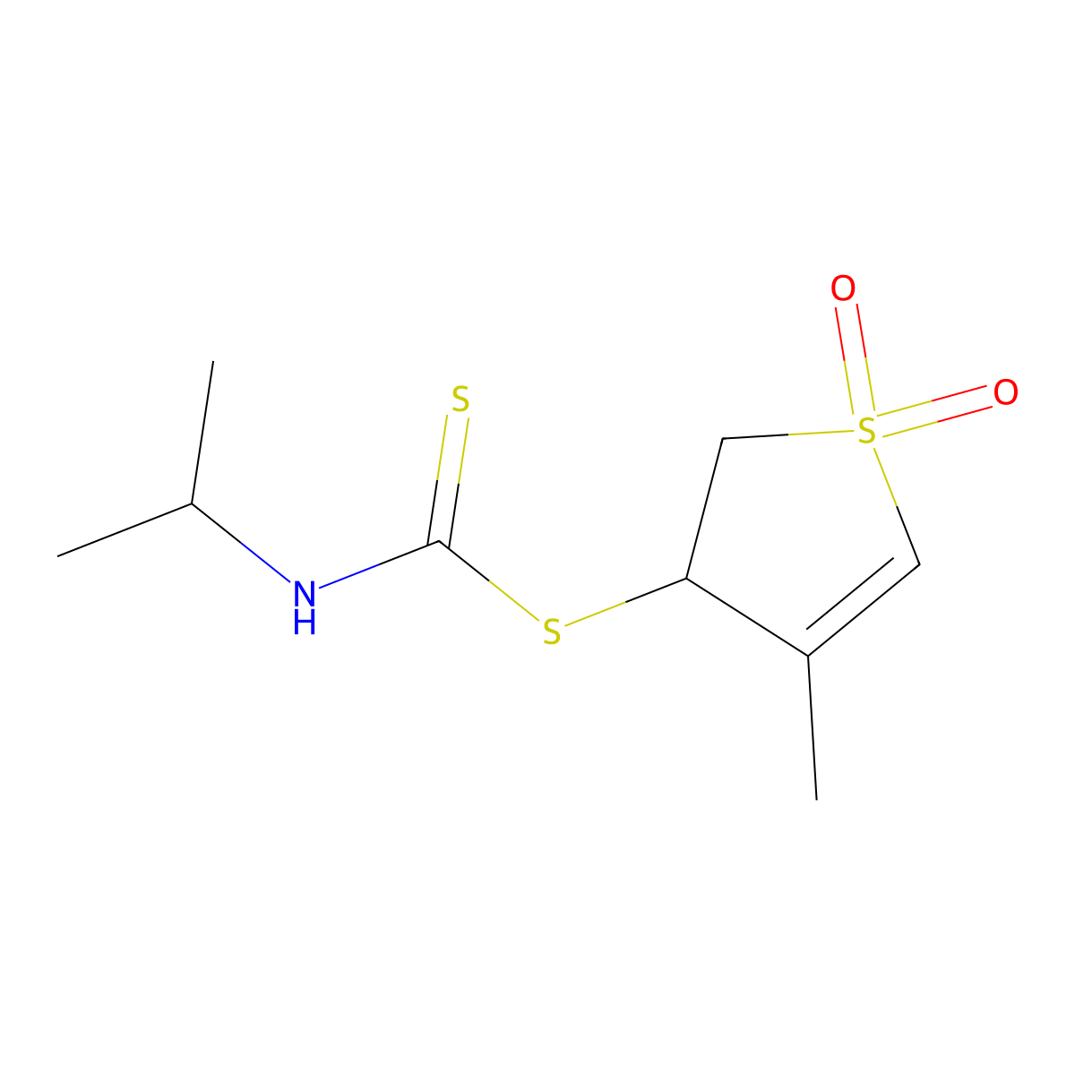4-Methyl-1,1-dioxido-2,3-dihydrothien-3-yl isopropyldithiocarbamate molecular structure, CAS 172539-21-8