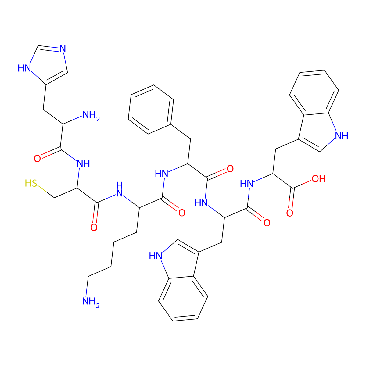 His-Cys-Lys-Phe-Trp-Trp molecular structure, CAS 172546-75-7