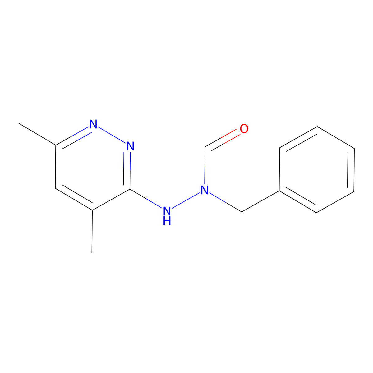 Formic acid, 1-benzyl-2-(4,6-dimethyl-3-pyridazinyl)hydrazide molecular structure, CAS 17258-16-1