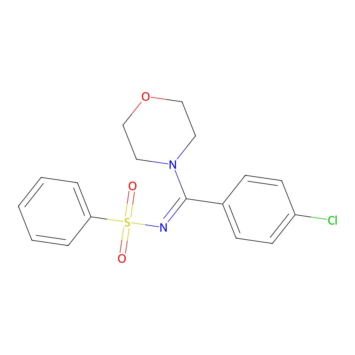 N-[(4-chlorophenyl)-morpholin-4-ylmethylidene]benzenesulfonamide molecular structure, CAS 17260-53-6
