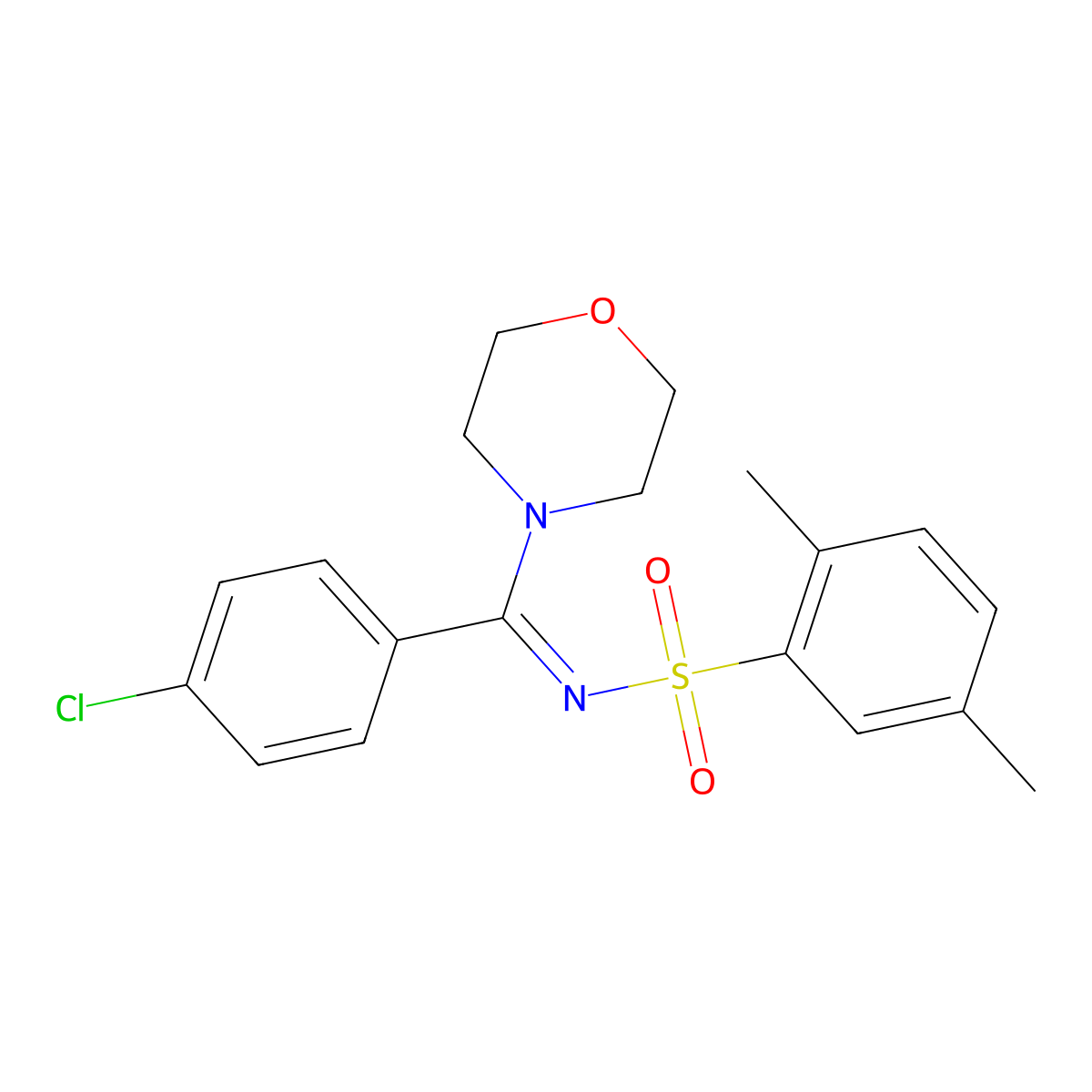 [(E)-(p-chlorophenyl)morpholinomethyleneamino](oxo)-2,5-xylyl-lambda-sulfaniumolate molecular structure, CAS 17260-56-9