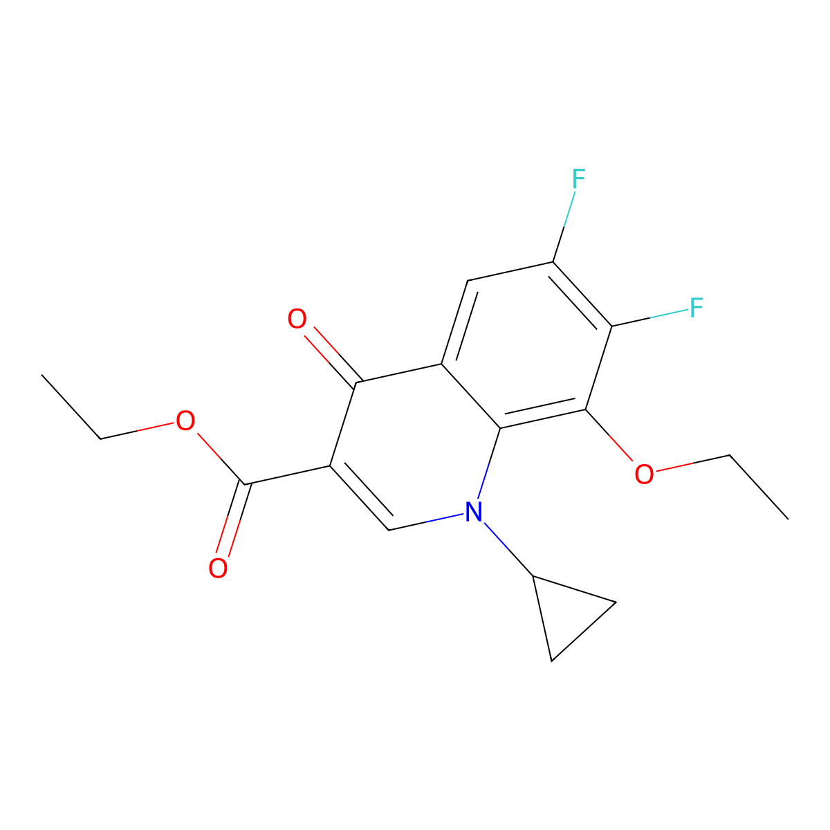 Ethyl 1-cyclopropyl-8-ethoxy-6,7-difluoro-4-oxo-1,4-dihydroquinoline-3-carboxylate molecular structure, CAS 172602-83-4
