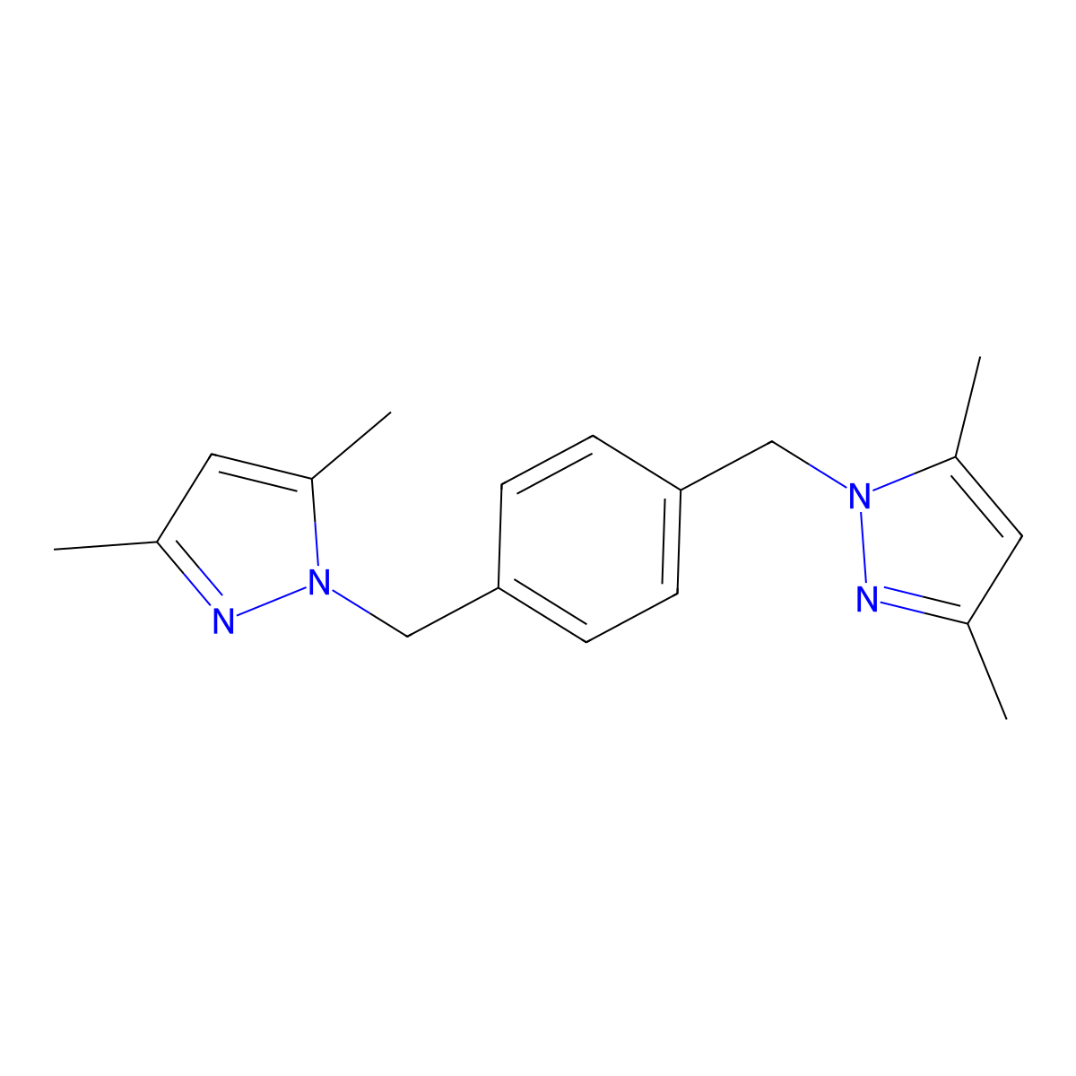 1,4-Bis((3,5-dimethyl-1H-pyrazol-1-yl)methyl)benzene molecular structure, CAS 172606-22-3