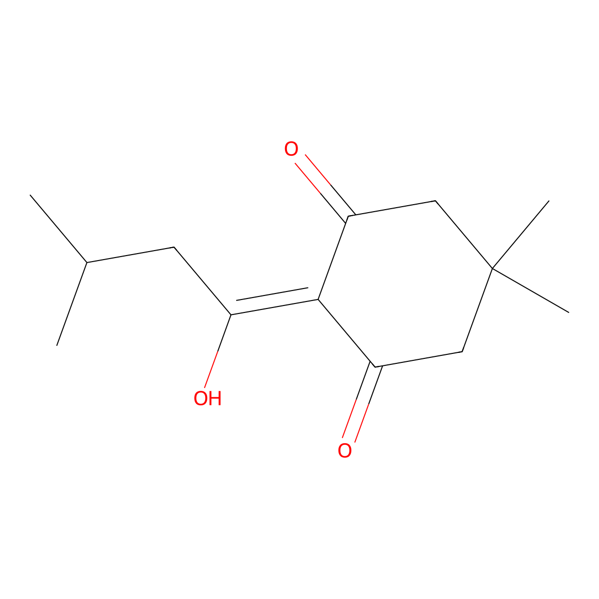 2-(1-Hydroxy-3-methylbutylidene)-5,5-dimethyl-1,3-cyclohexanedione molecular structure, CAS 172611-72-2