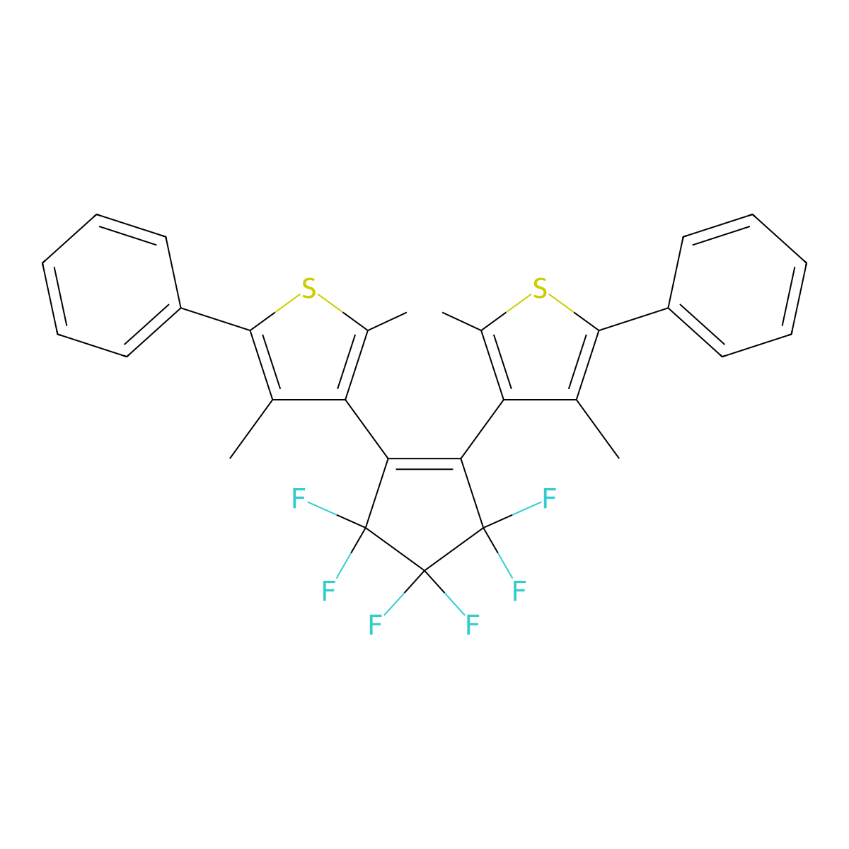 1,2-Bis(2,4-dimethyl-5-phenyl-3-thienyl)perfluorocyclopentene molecular structure, CAS 172612-67-8