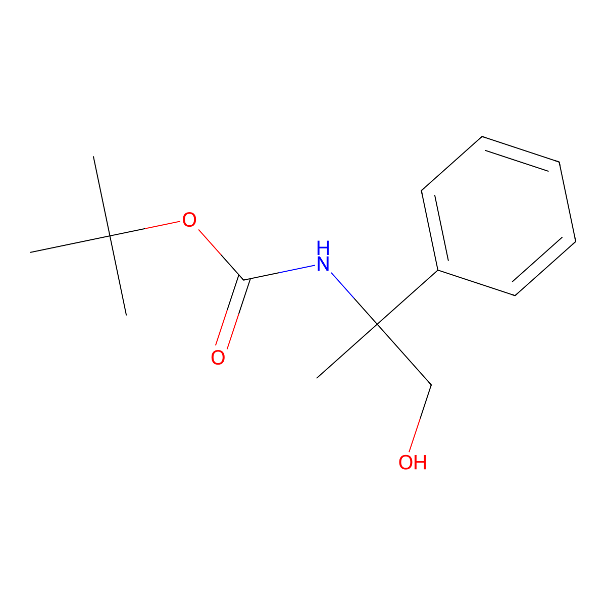 Tert-butyl 1-hydroxy-2-phenylpropan-2-ylcarbamate molecular structure, CAS 172613-64-8
