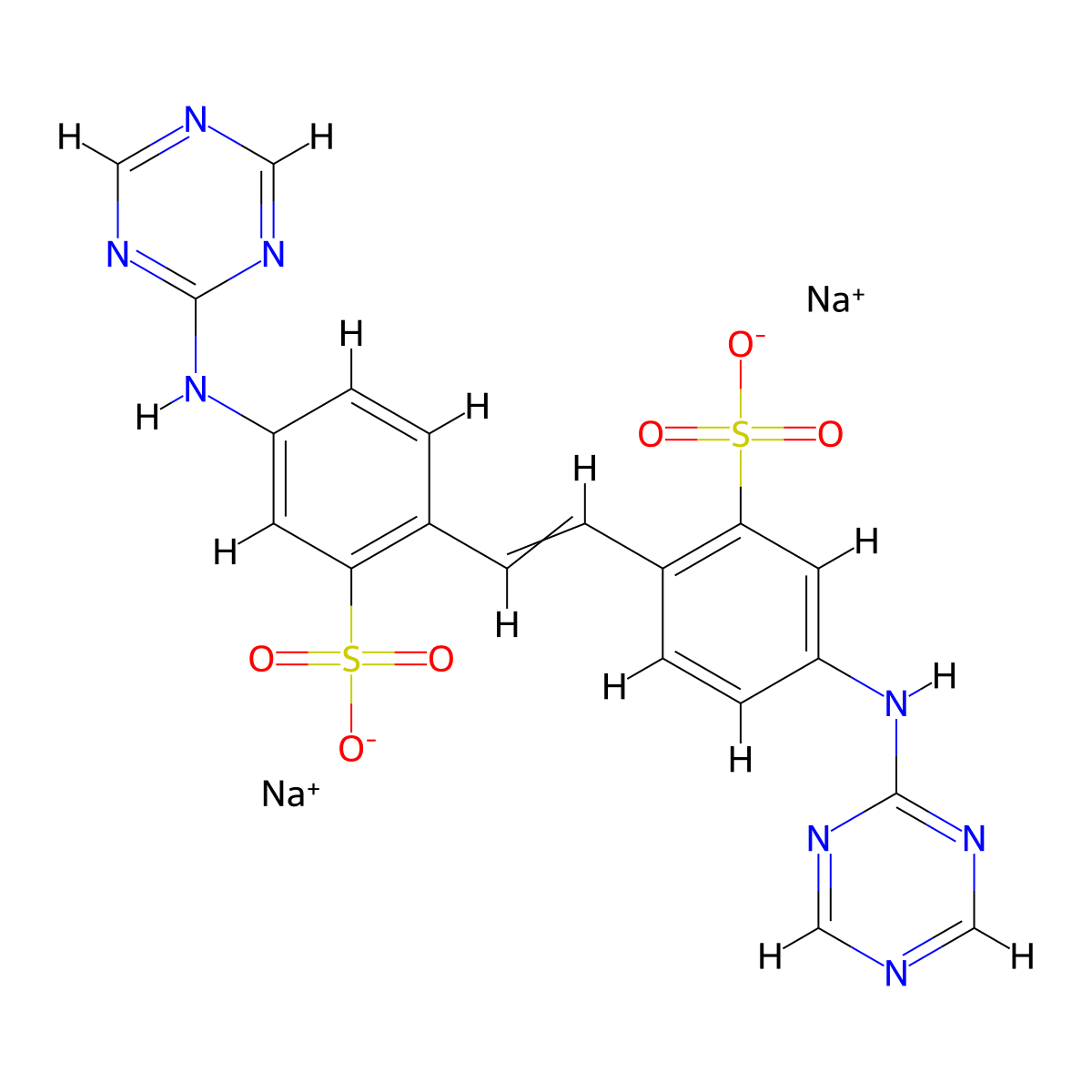 2,2'-stilbenedisulfonic acid, 4,4'-bis(s-triazin-2-ylamino)-, disodium salt molecular structure, CAS 17263-59-1