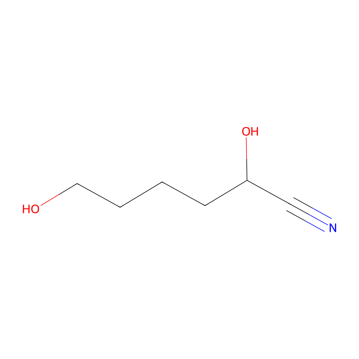 2,6-Dihydroxyhexanenitrile molecular structure, CAS 17264-36-7