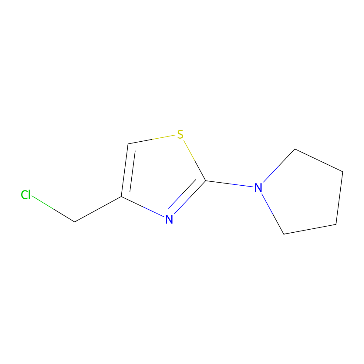 Thiazole, 4-(chloromethyl)-2-(1-pyrrolidinyl)- molecular structure, CAS 172649-59-1