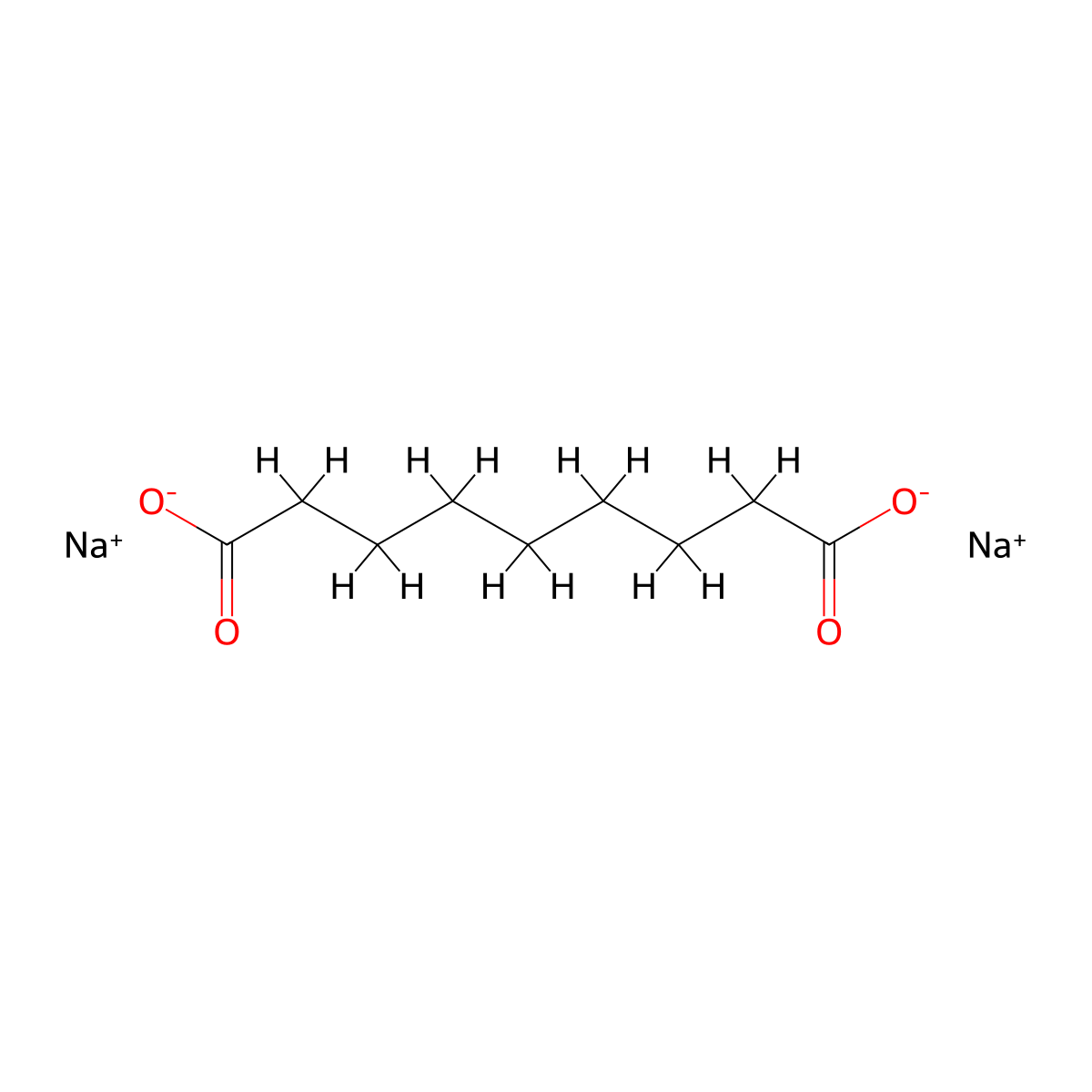 Azelaic acid, disodium salt molecular structure, CAS 17265-13-3