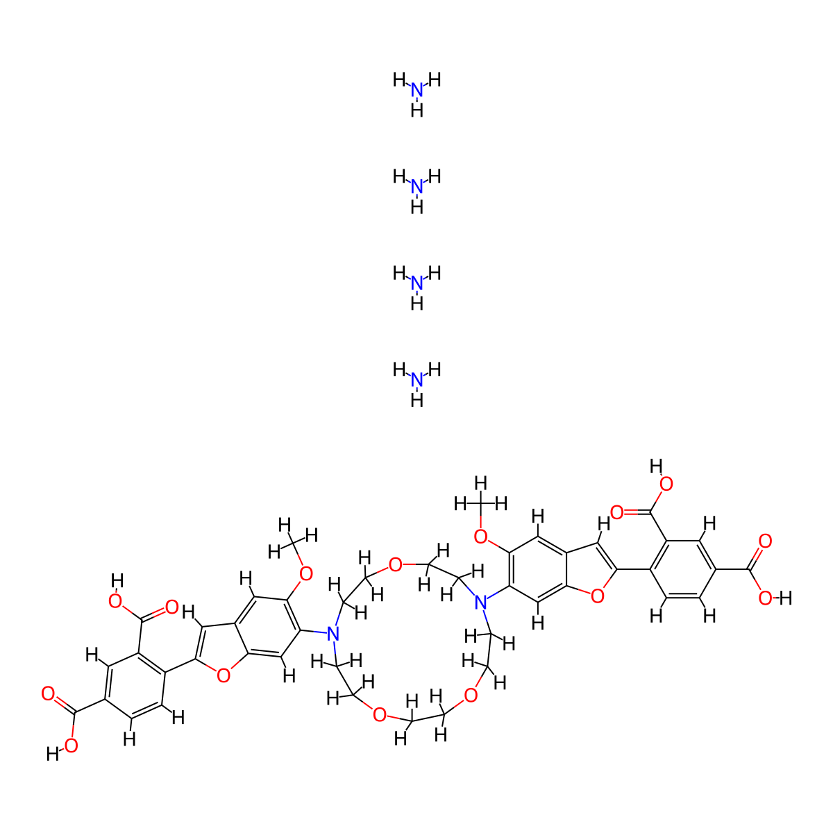 SBFI, tetraamonium salt, cell impermeant molecular structure, CAS 172651-12-6