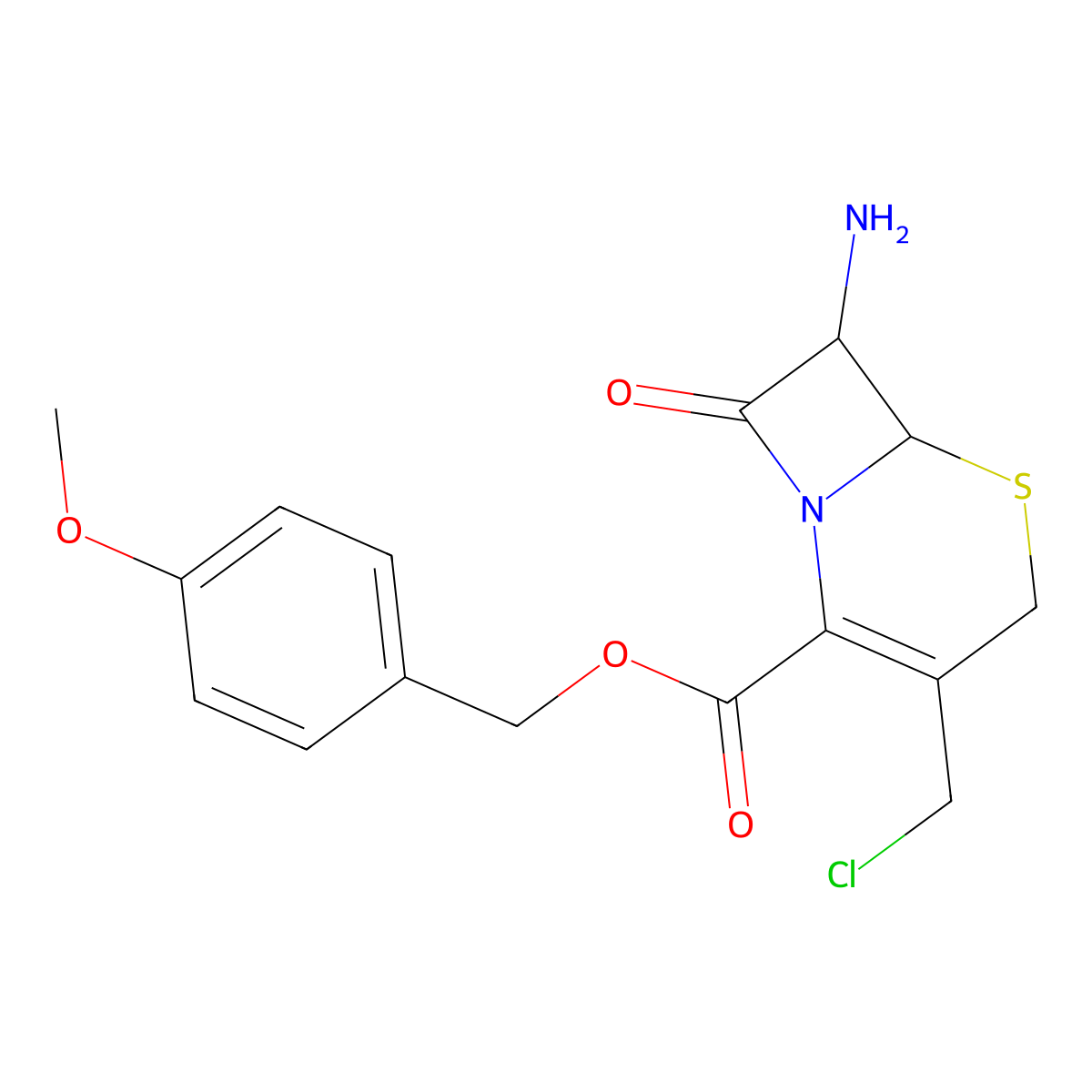 4-Methoxybenzyl 7-amino-3-(chloromethyl)-8-oxo-5-thia-1-azabicyclo[4.2.0]oct-2-ene-2-carboxylate molecular structure, CAS 172673-09-5